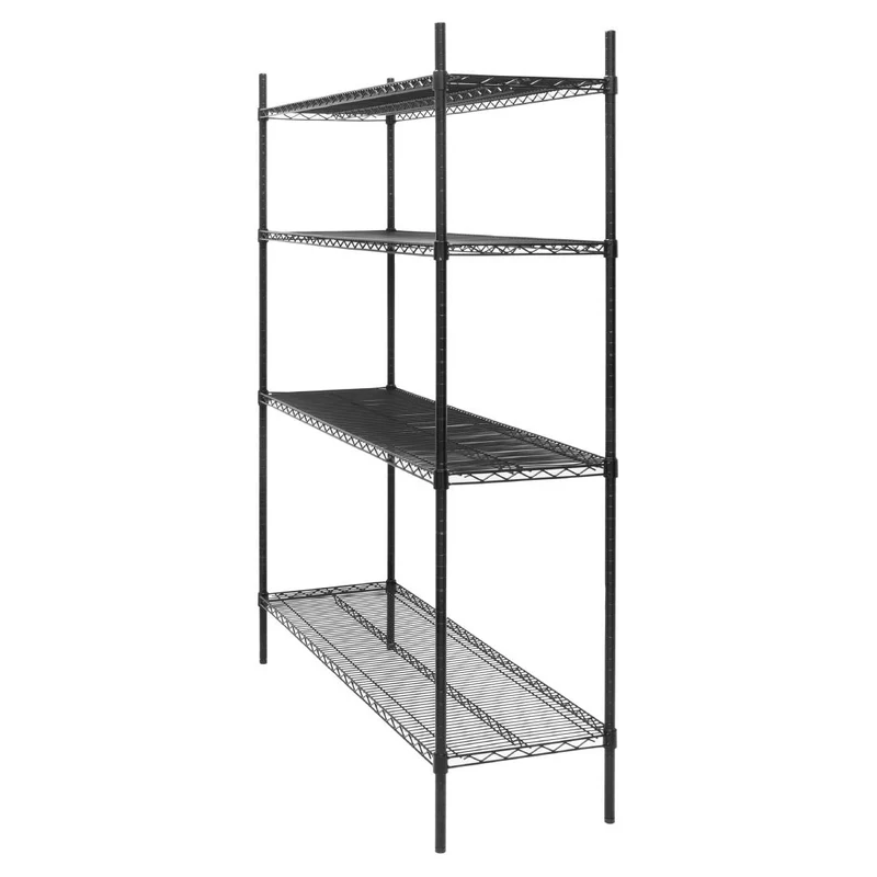 Rayonnage 4 niveaux revêtement époxy noir Nisbets Essentials 1830x1510x460mm