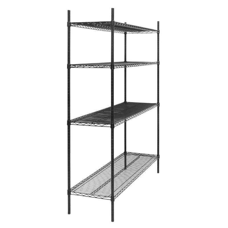 Rayonnage 4 niveaux revêtement époxy noir Nisbets Essentials 1830x1510x460mm