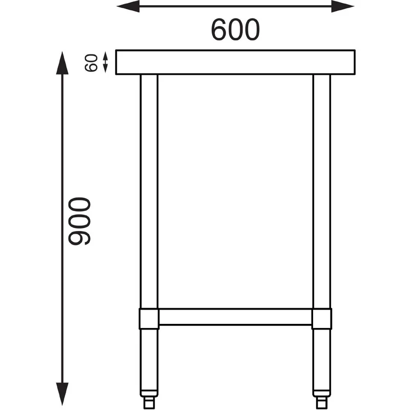 Table de préparation sans rebord en acier inoxydable Vogue 900 x 600mm