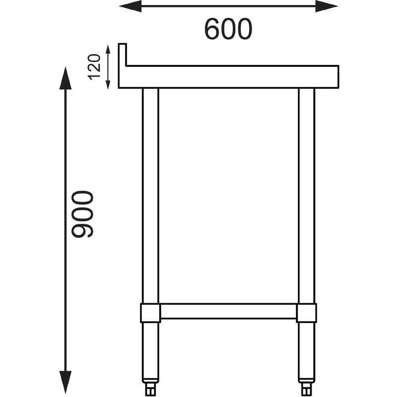 Table de préparation avec rebord en acier inoxydable Vogue 600 x 600mm