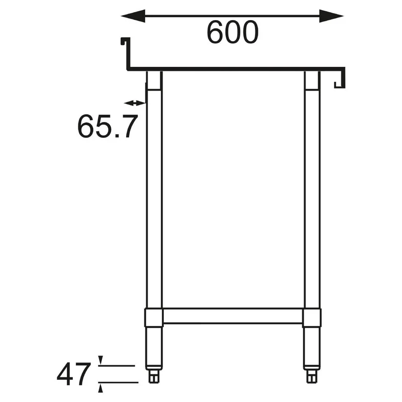 Table de préparation avec rebord en acier inoxydable Vogue 1800 x 600mm
