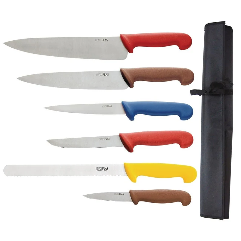 Offre spéciale : Ensemble Hygiplas de planches à découper en polyéthylène basse densité et couteaux (lot de 6 planches et 6 couteaux)