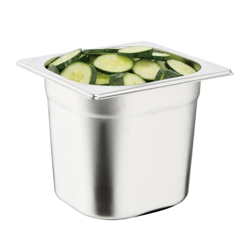 Ensemble inox 6 GN 1/6 avec couvercles Vogue (2 entretoises 325 x 25mm)
