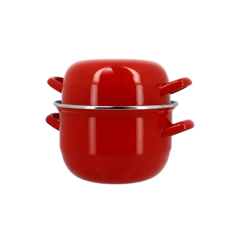 Marmite à moules en acier émaillé rouge 18 cm
