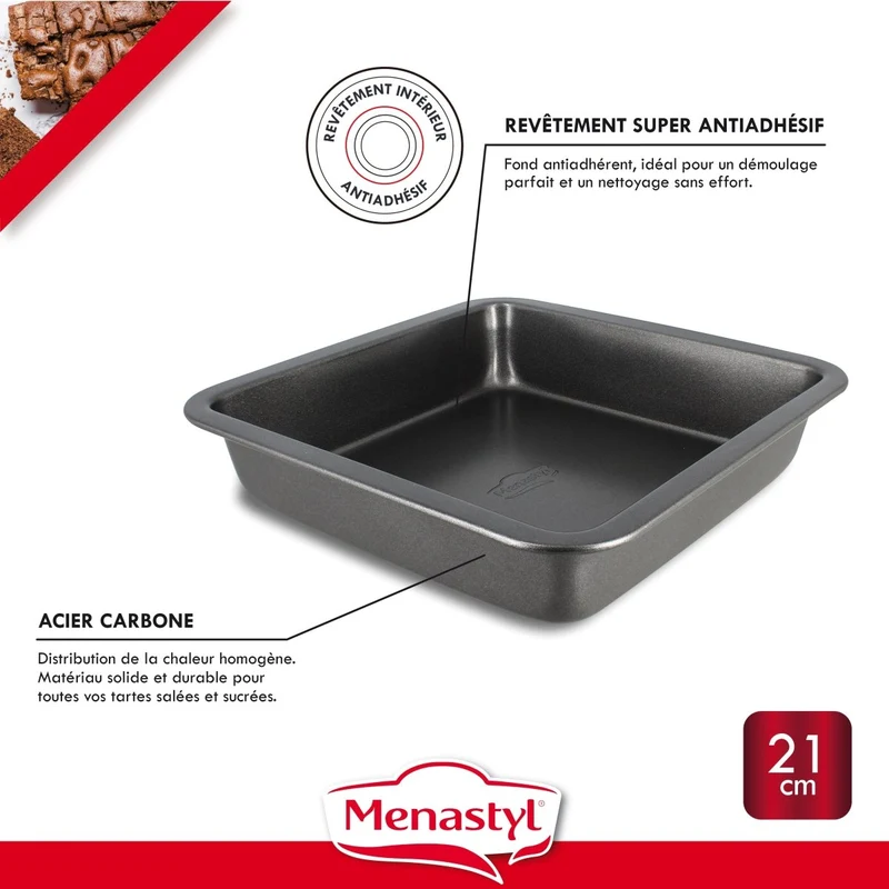 Moule Amandine carré en acier carbone 21 cm