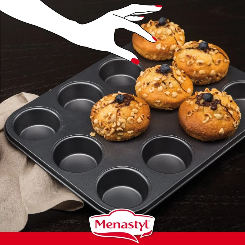 Moule à 12 muffins Amandine en acier carbone