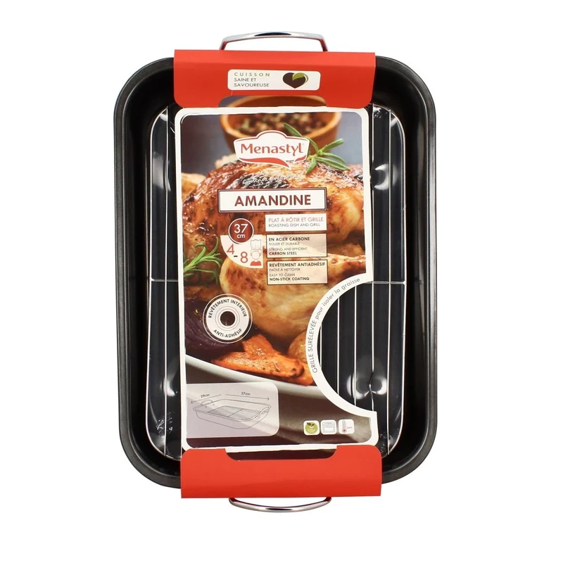 Plat rôtisserie Amandine en acier carbone 37 cm