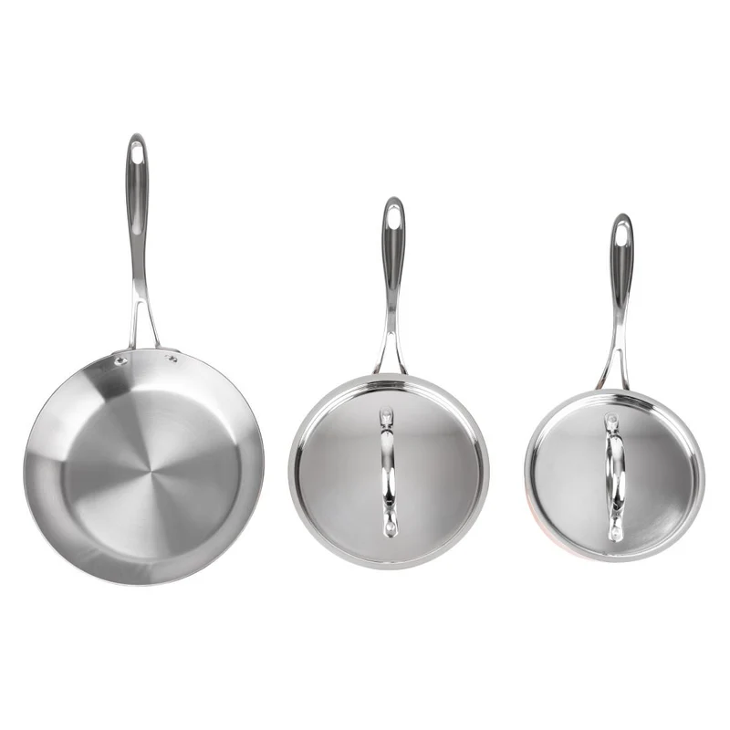 Batterie de cuisine en cuivre triple parois 3 pièces Vogue Cook Like A Pro