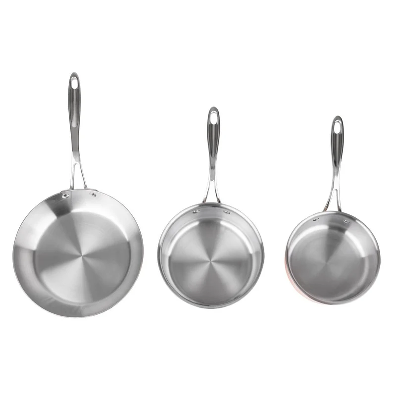 Batterie de cuisine en cuivre triple parois 3 pièces Vogue Cook Like A Pro