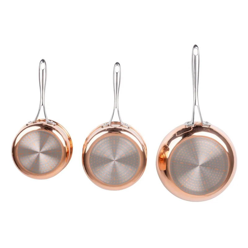 Batterie de cuisine en cuivre triple parois 3 pièces Vogue Cook Like A Pro