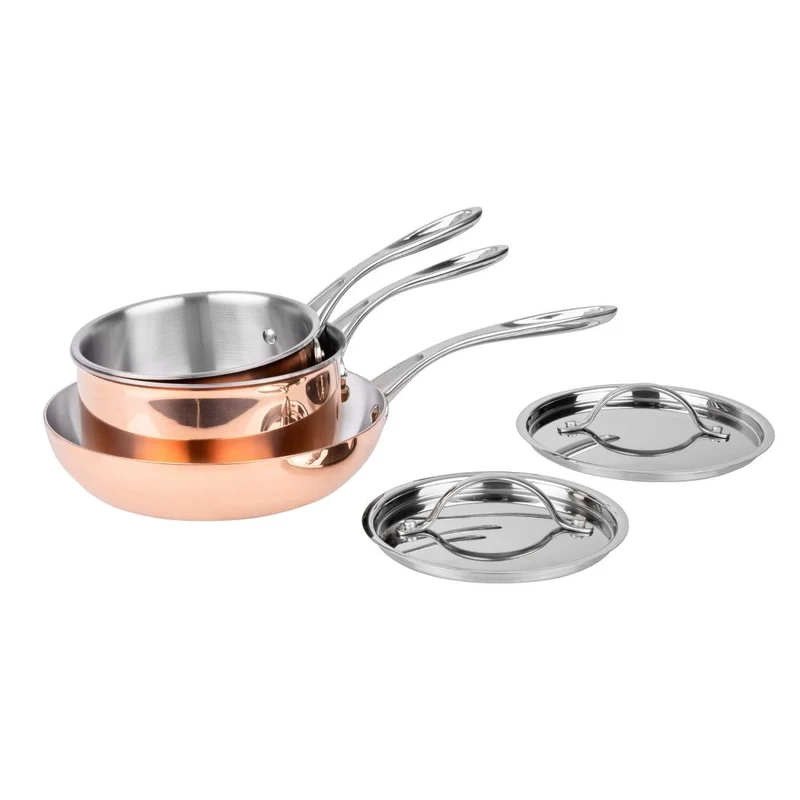 Batterie de cuisine en cuivre triple parois 3 pièces Vogue Cook Like A Pro