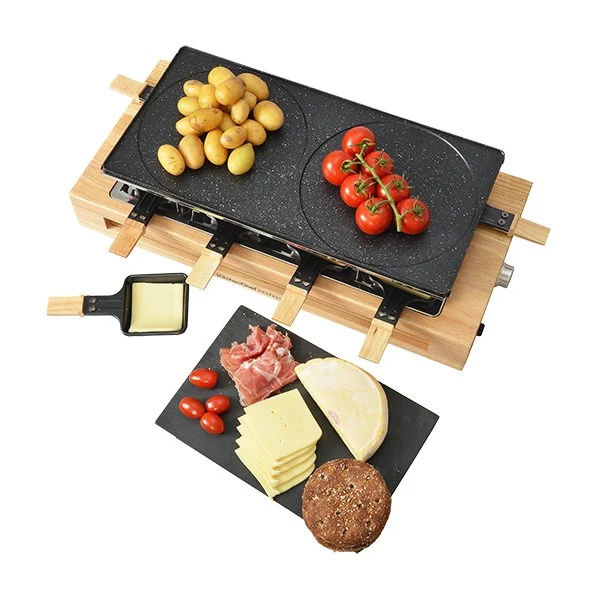 Lot appareil à raclette et appareil à fondue en bois Kitchen Chef Professional