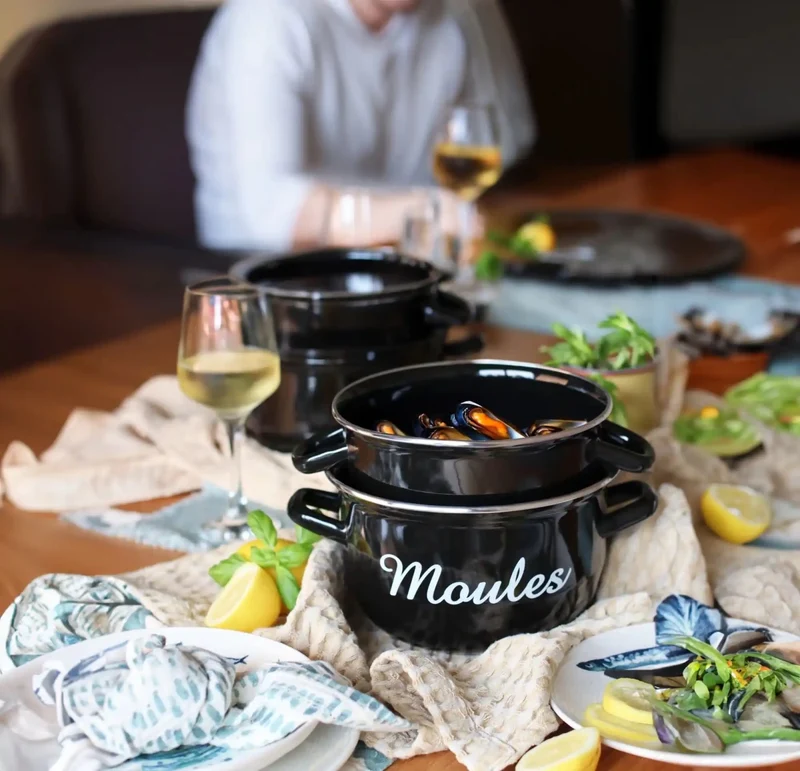 Marmite à moules en acier émaillé 18 cm
