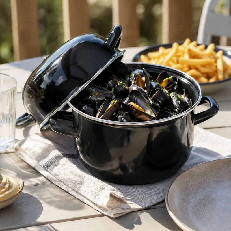 Marmite à moules en acier émaillé 18 cm