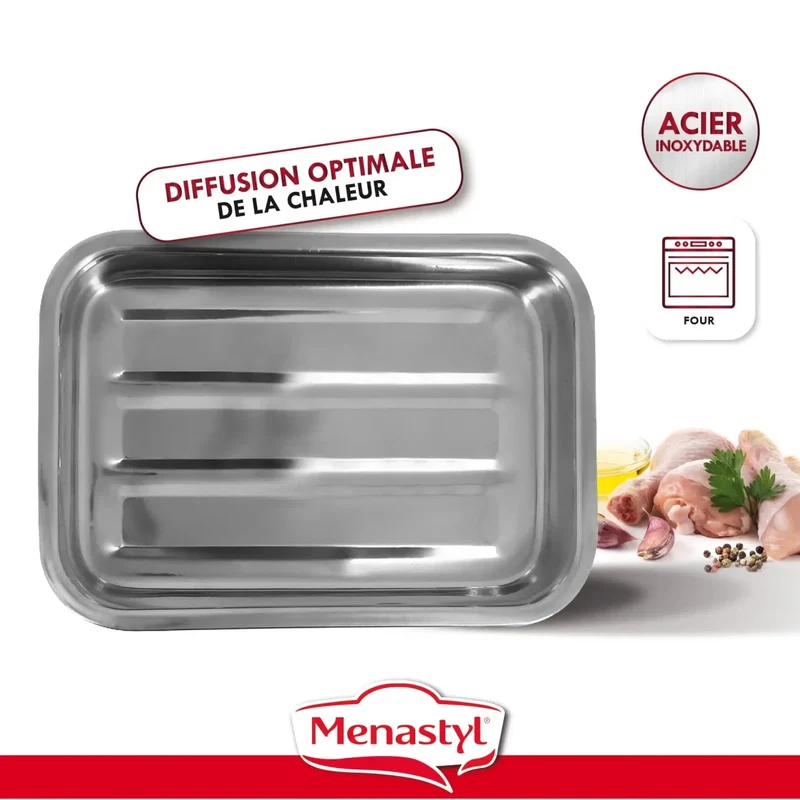 Plat à four Harry rectangulaire en acier inoxydable 35 x 25 cm