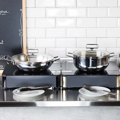 Plat Sautoir Inox Castel'Pro avec couvercle - CRISTEL