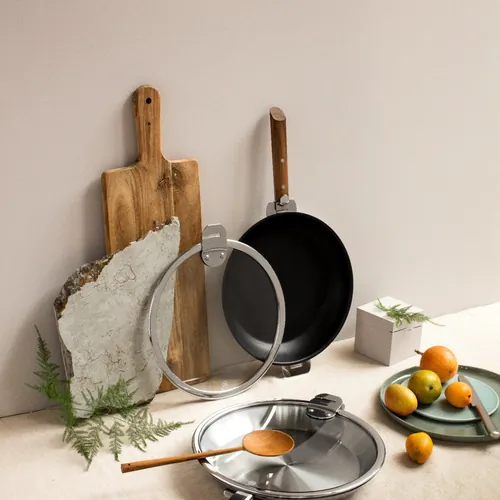Lot de 2 Poêles inox STRATE avec poignée INCLUSE - CRISTEL
