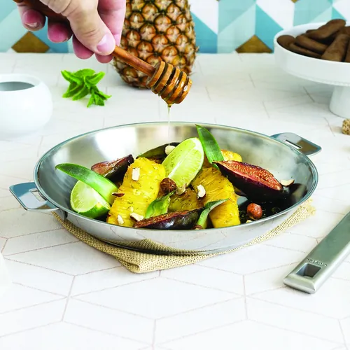 Lot de 2 Poêles inox STRATE avec poignée INCLUSE - CRISTEL