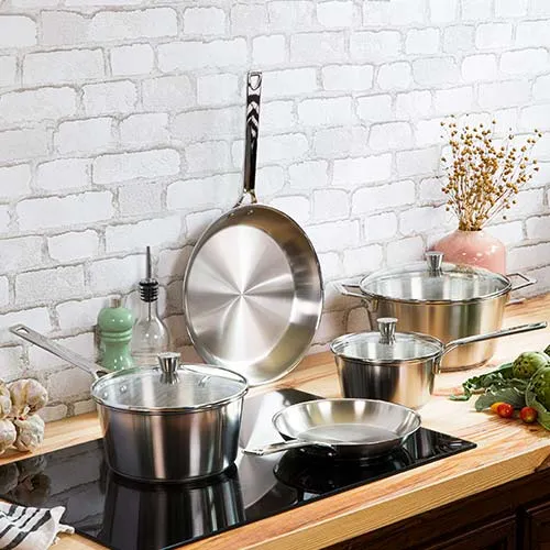 Lot de 2 poêles Inox Brossé 1826 - CRISTEL