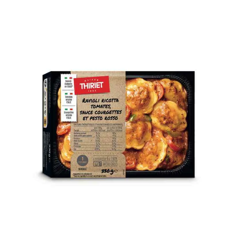 Raviolis ricotta, courgettes et pesto rosso