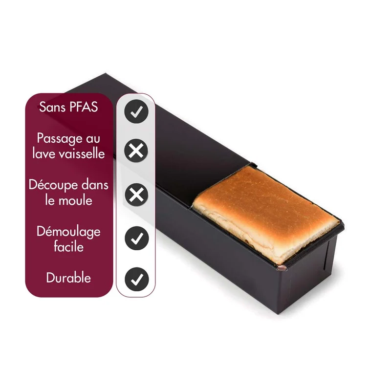 Moule à pain de mie avec couvercle 400 x 105 mm antiadhérent - GOBEL