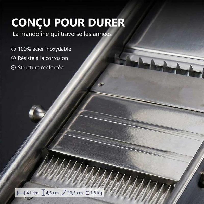 Mandoline Inox Professionnelle avec Chariot 3 & 10 mm - Louis Tellier