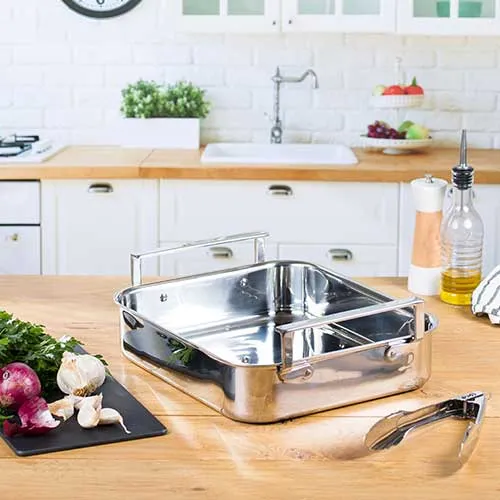 Plat rectangulaire four inox brillant 30 cm - CRISTEL