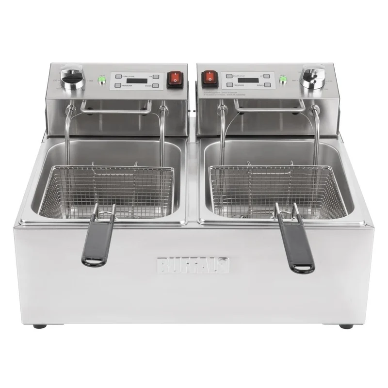 Friteuse électrique double avec minuterie Buffalo 2x5L