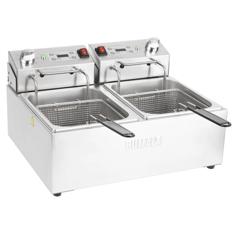 Friteuse électrique double avec minuterie Buffalo 2x5L