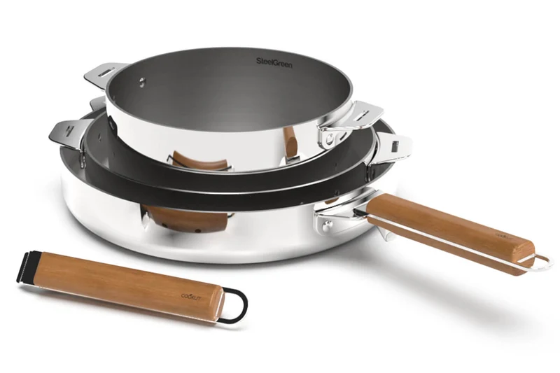 Coffret trio poêles et casserole Cookut La Merveilleuse en inox finition miroir