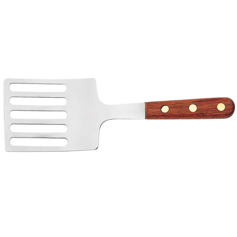 Spatule ajourée carrée inox manche en bois - Au Nain