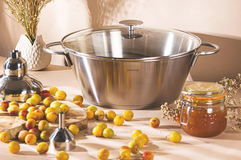 Confiturière Cristel Grande Tablée en inox et couvercle en verre