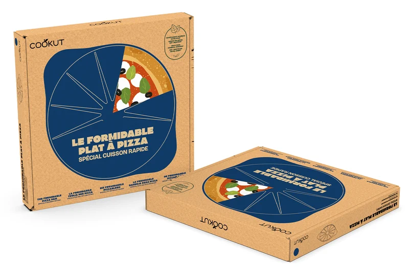 Plat à pizza Cookut Le Formidable myrtille avec coupe-pizza et livret de recettes