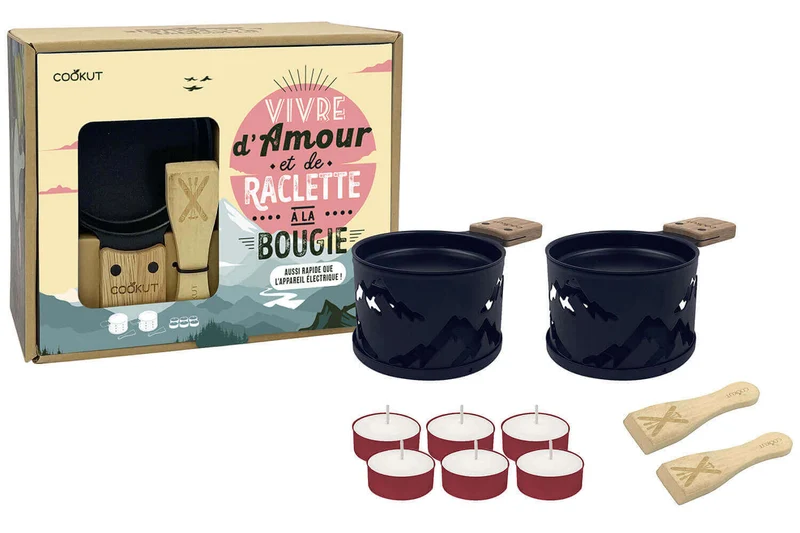 Service à raclette à la bougie Cookut Lumi édition limitée services poêlons et spatules pour 2