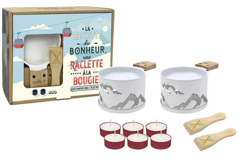 Service à raclette à la bougie Cookut Lumi édition limitée services poêlons et spatules pour 2