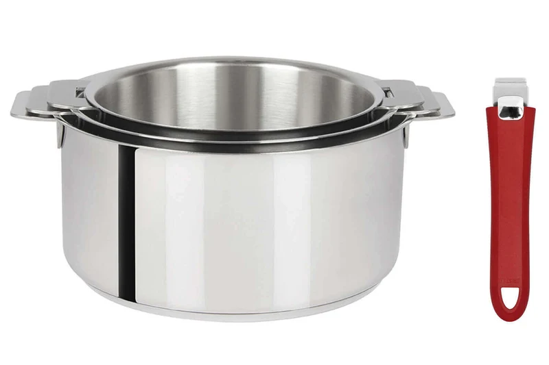 Set de 3 casseroles Cristel Mutine Amovible en inox 16 à 20cm - Poignée couleur incluse