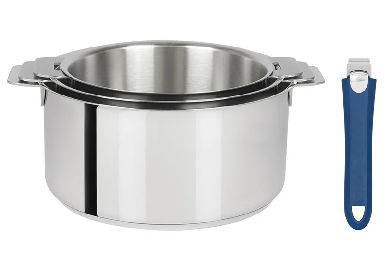Set de 3 casseroles Cristel Mutine Amovible en inox 16 à 20cm - Poignée couleur incluse