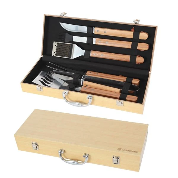 Mallette 6 ustensiles Barbecue Plancha Bambou - LE MARQUIER