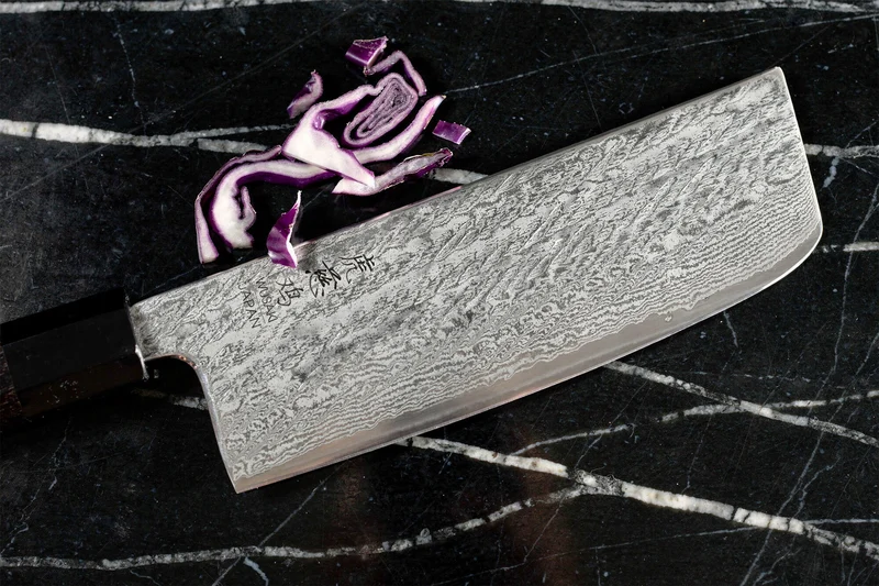 Couteau nakiri 16,5cm japonais artisanal Wusaki Kuronawa G3 damas