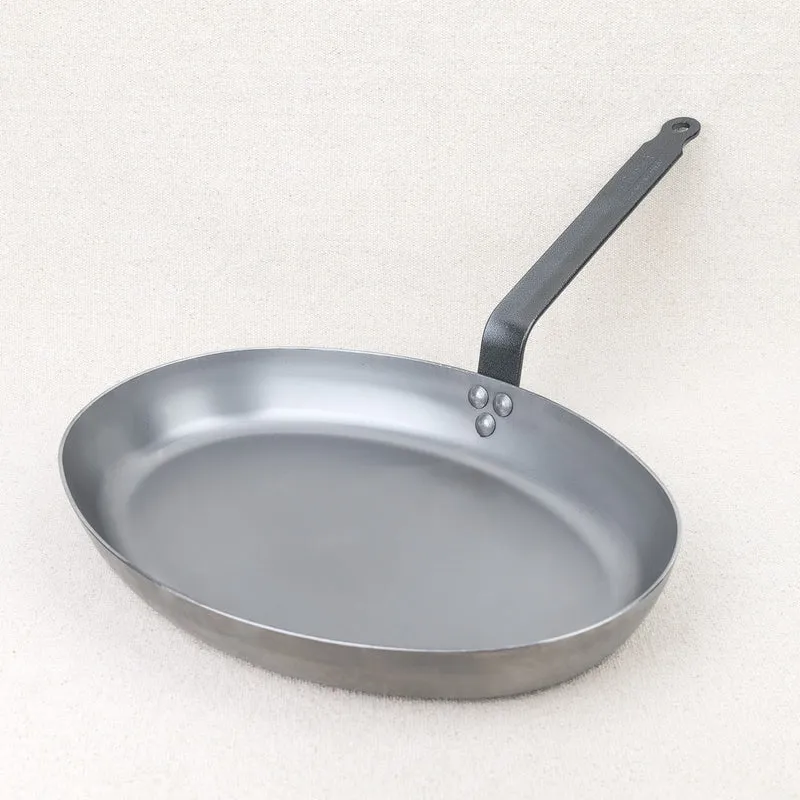 Poêle à poisson ovale DE BUYER tôle blanche