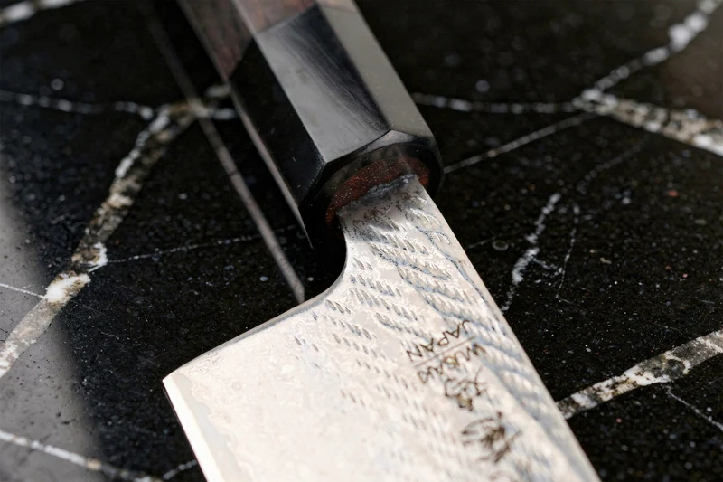 Couteau de chef 21cm japonais artisanal Wusaki Kuronawa G3 damas