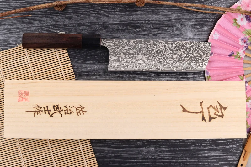 Couteau nakiri japonais artisanal Takeshi Saji R2 Nickel Damas 16,5cm