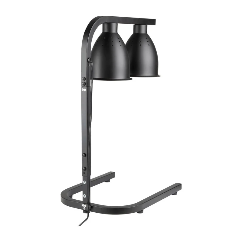 Lampe chauffante double sur pied Buffalo noir mat