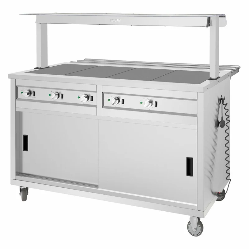 Buffet central mobile avec plaque chauffante Buffalo 4 x GN 1/1