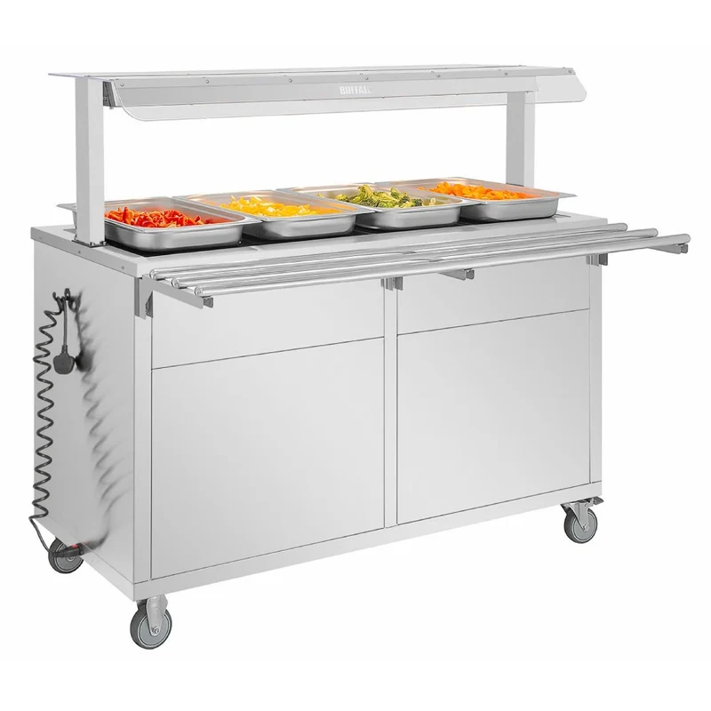 Buffet central mobile avec plaque chauffante Buffalo 4 x GN 1/1