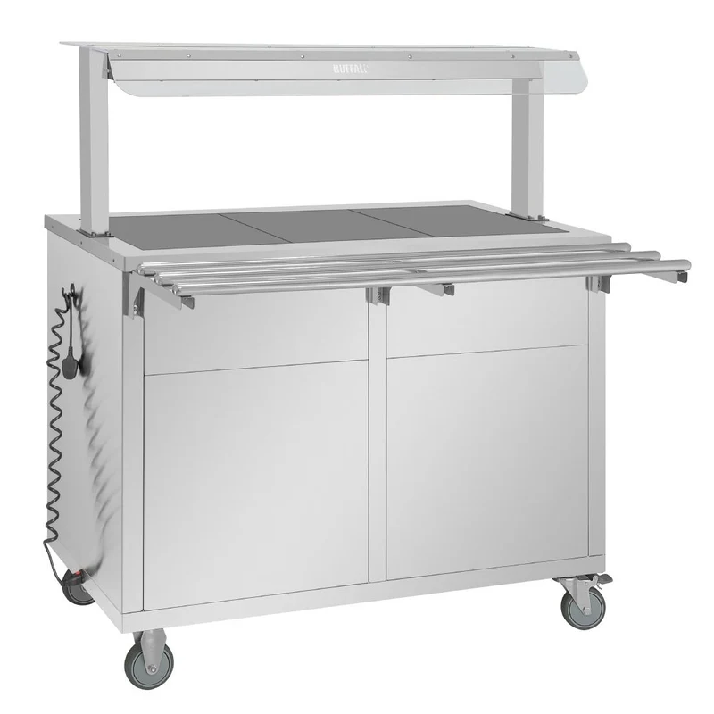 Buffet central mobile avec plaque chauffante Buffalo 3 x GN 1/1