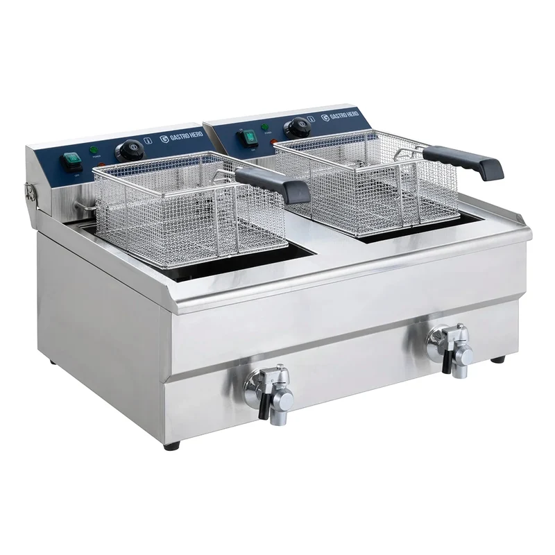 Friteuse électrique double ECO 13+13 litres avec robinet de vidange, 2x 5000 W, 400 V