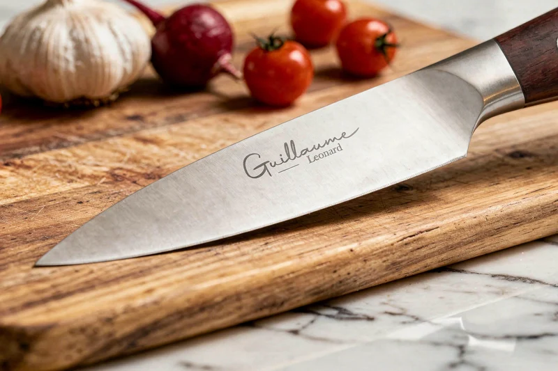 Coffret 2 couteaux Guillaume Leonard Cuistot acier inoxydable et santal rouge Chef + Office