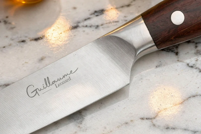 Couteau universel 13cm Guillaume Leonard Cuistot en acier inoxydable et bois de santal rouge