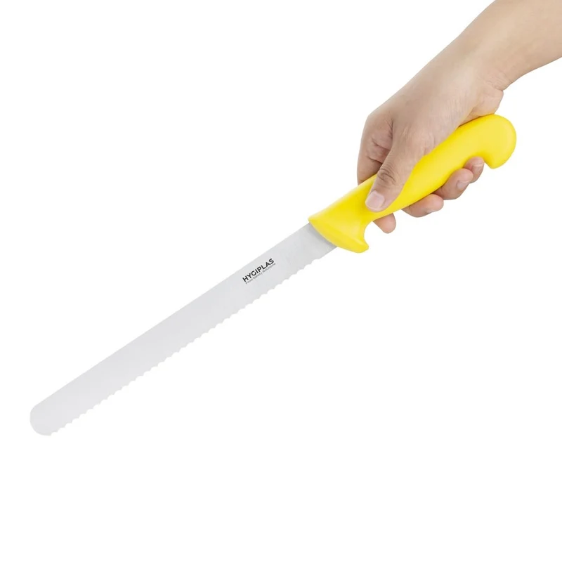 Couteau à trancher denté Hygiplas jaune 248mm